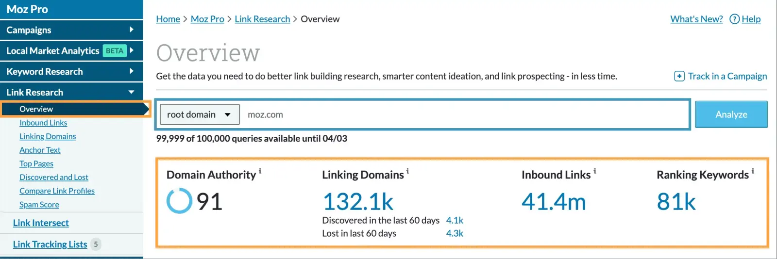 Moz Link Explorer